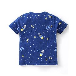 Babyhug Cotton Half Sleeves Night Suit Mission to Mars Print - Blue