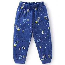 Babyhug Cotton Half Sleeves Night Suit Mission to Mars Print - Blue