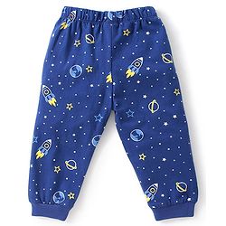 Babyhug Cotton Half Sleeves Night Suit Mission to Mars Print - Blue