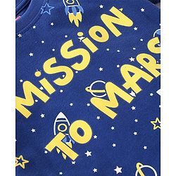 Babyhug Cotton Half Sleeves Night Suit Mission to Mars Print - Blue