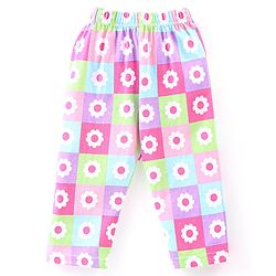 Babyhug Single Jersey Full Sleeves Night Suit Text & Floral Print - Pink & White