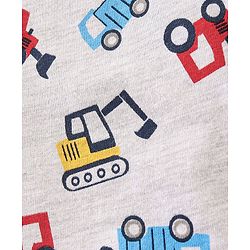 Babyhug Cotton Half Sleeves Night Suit Truck Print- Red & White