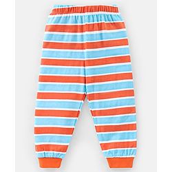 Babyhug Cotton Knit Half Sleeves Night Suit with Shark Print - Orange