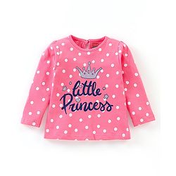 Babyhug Single Jersey Full Sleeves Night Suit Text Print - Pink