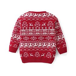Babyhug Full Sleeves Christmas Theme Design Sweater Set - Red