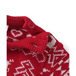 Babyhug Full Sleeves Christmas Theme Design Sweater Set - Red