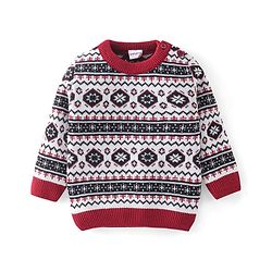 Babyhug Full Sleeves Baby Sweater Set - Red