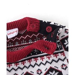 Babyhug Full Sleeves Baby Sweater Set - Red