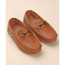 Cute Walk by Babyhug Slip On Solid Formal & Partywear Shoes with Applique - Camel Brown