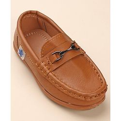 Cute Walk by Babyhug Slip On Solid Formal & Partywear Shoes with Applique - Camel Brown