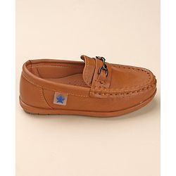Cute Walk by Babyhug Slip On Solid Formal & Partywear Shoes with Applique - Camel Brown
