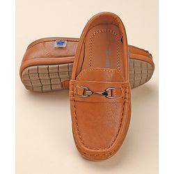 Cute Walk by Babyhug Slip On Solid Formal & Partywear Shoes with Applique - Camel Brown