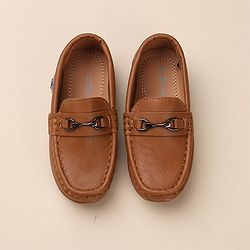 Cute Walk by Babyhug Slip On Solid Formal & Partywear Shoes with Applique - Camel Brown
