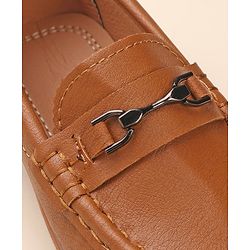 Cute Walk by Babyhug Slip On Solid Formal & Partywear Shoes with Applique - Camel Brown