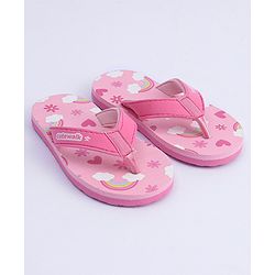 Cute Walk by Babyhug Flip Flops Rainbow Print - Pink