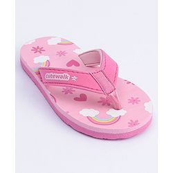 Cute Walk by Babyhug Flip Flops Rainbow Print - Pink