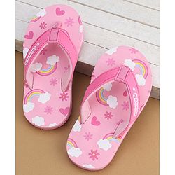 Cute Walk by Babyhug Flip Flops Rainbow Print - Pink