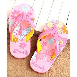 Cute Walk by Babyhug Slip On Butterfly Printed Flip Flop - Pink