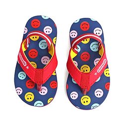Cute Walk by Babyhug Flip Flops with Back Strap Smiley Print - Red