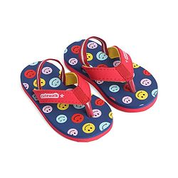 Cute Walk by Babyhug Flip Flops with Back Strap Smiley Print - Red
