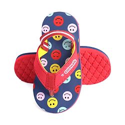 Cute Walk by Babyhug Flip Flops with Back Strap Smiley Print - Red