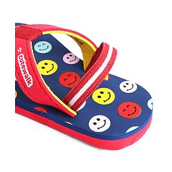 Cute Walk by Babyhug Flip Flops with Back Strap Smiley Print - Red