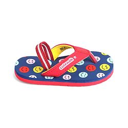 Cute Walk by Babyhug Flip Flops with Back Strap Smiley Print - Red