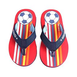 Cute Walk by Babyhug Slip On Style Flip Flops Football Print - Blue & Red