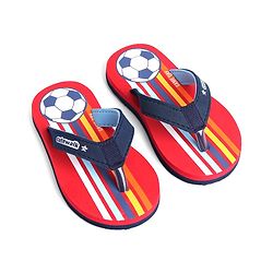 Cute Walk by Babyhug Slip On Style Flip Flops Football Print - Blue & Red