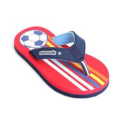 Cute Walk by Babyhug Slip On Style Flip Flops Football Print - Red