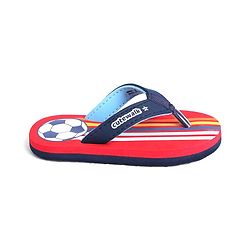 Cute Walk by Babyhug Slip On Style Flip Flops Football Print - Blue & Red