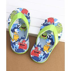 Cute Walk by Babyhug Flip Flops Monster Print - Green