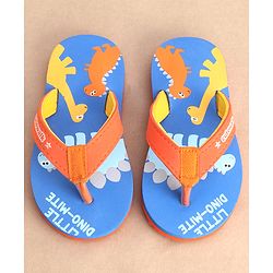 Cute Walk by Babyhug Flip Flops Dino Print - Orange