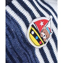 Babyhug Full Sleeves Striped Hooded Sweater - Blue & Red