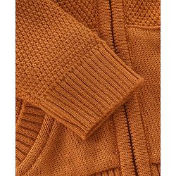 Babyhug Full Sleeves Striped Hooded Sweater - Orange
