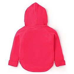 Babyhug Knit Full Sleeves Hooded Sweater with Sequin Star Design - Coral Red