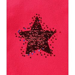 Babyhug Knit Full Sleeves Hooded Sweater with Sequin Star Design - Coral Red
