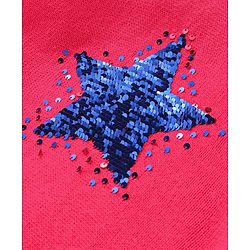 Babyhug Knit Full Sleeves Hooded Sweater with Sequin Star Design - Coral Red
