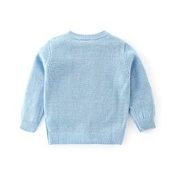Babyhug Knitted Full Sleeves Front Open Sweater with Snow Flakes Design - Blue
