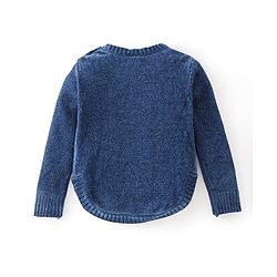 Babyhug Knit Full Sleeves Reversible Sequined Sweater - Blue