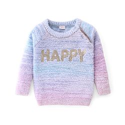 Babyhug Knitted Full Sleeves Text Design Sweater - Multicolour