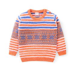 Babyhug  Knit Full Sleeves Stripes Pullover -  Multicolour