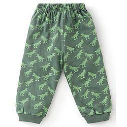 Babyhug Cotton Knit Full Sleeves Night Suit With Dino Print - Orange & Green