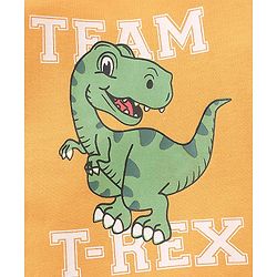 Babyhug Cotton Knit Full Sleeves Night Suit With Dino Print - Orange & Green