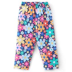 Babyhug Single Jersey Cotton Knit Full Sleeves Night Suit Floral Print - Navy