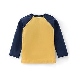 Babyhug Cotton Full Sleeves Night Suit Bus & Stripes Print- Yellow & Blue