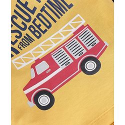Babyhug Cotton Full Sleeves Night Suit Bus & Stripes Print- Yellow & Blue