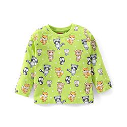 Babyhug Cotton Full Sleeves Night Suit Bear & Koala Print - Green