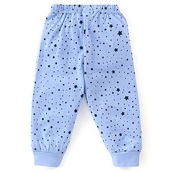 Babyhug Single Jersey Cotton Knit Full Sleeves Night Suit with Astronaut & Stars Print - Blue