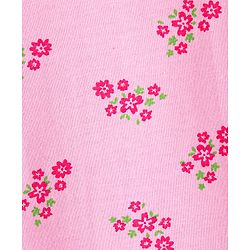 Babyhug 100% Cotton Knitted Half Sleeves Frock With Bow Applique Floral Print Pack Of 2- Red & Pink